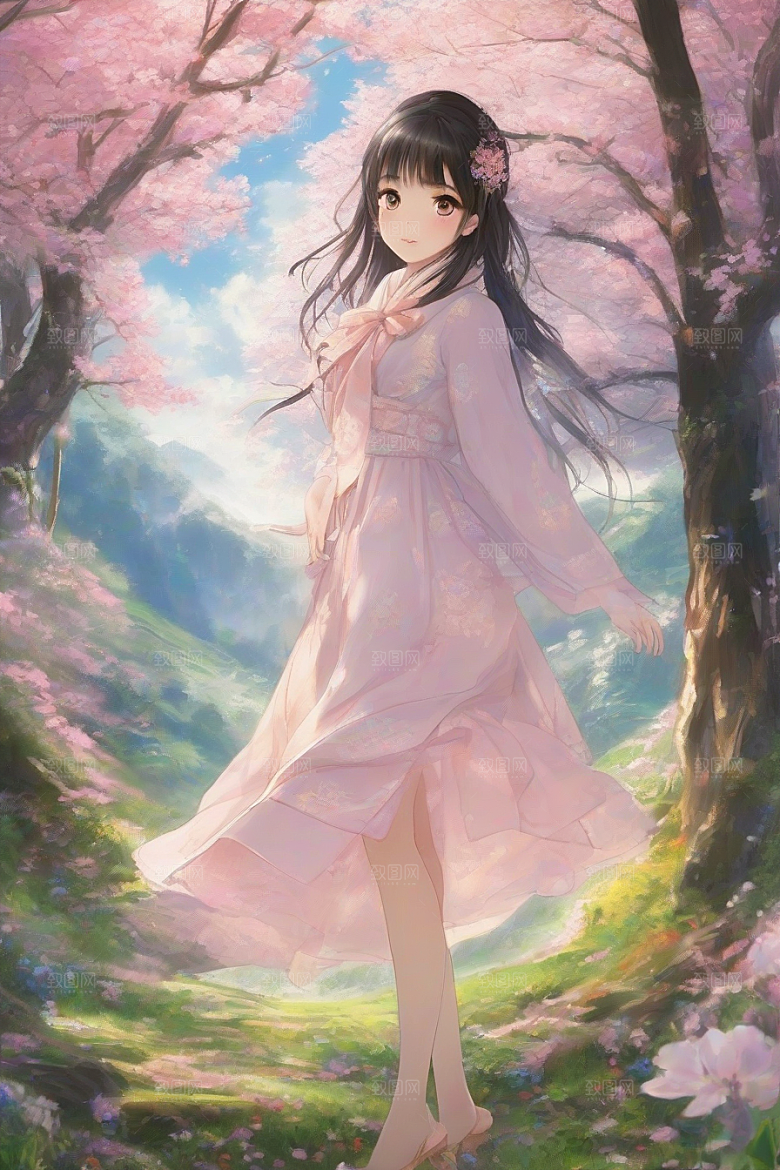 绝美瞬间美丽少女独享绚丽背景的魅力展现