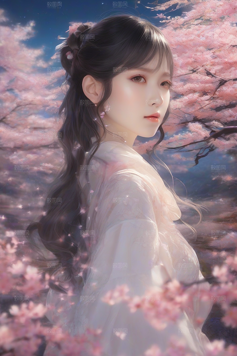 绝美瞬间美丽少女独享绚丽背景的魅力展现