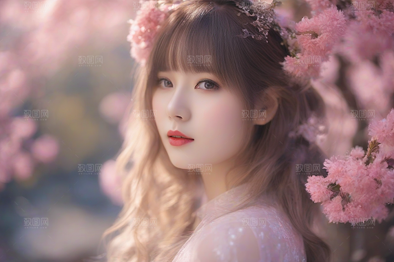 绝美瞬间美丽少女独享绚丽背景的魅力展现