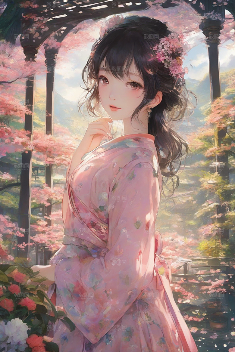 绝美瞬间美丽少女独享绚丽背景的魅力展现