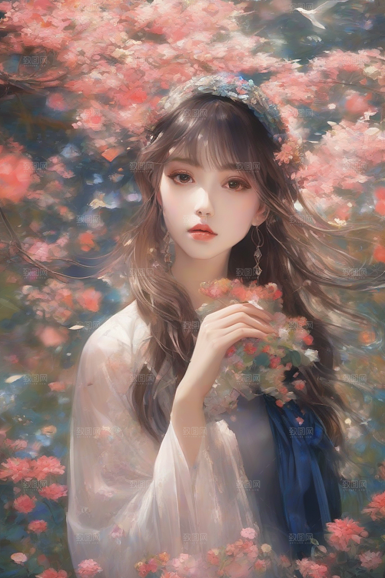 绝美瞬间美丽少女独享绚丽背景的魅力展现