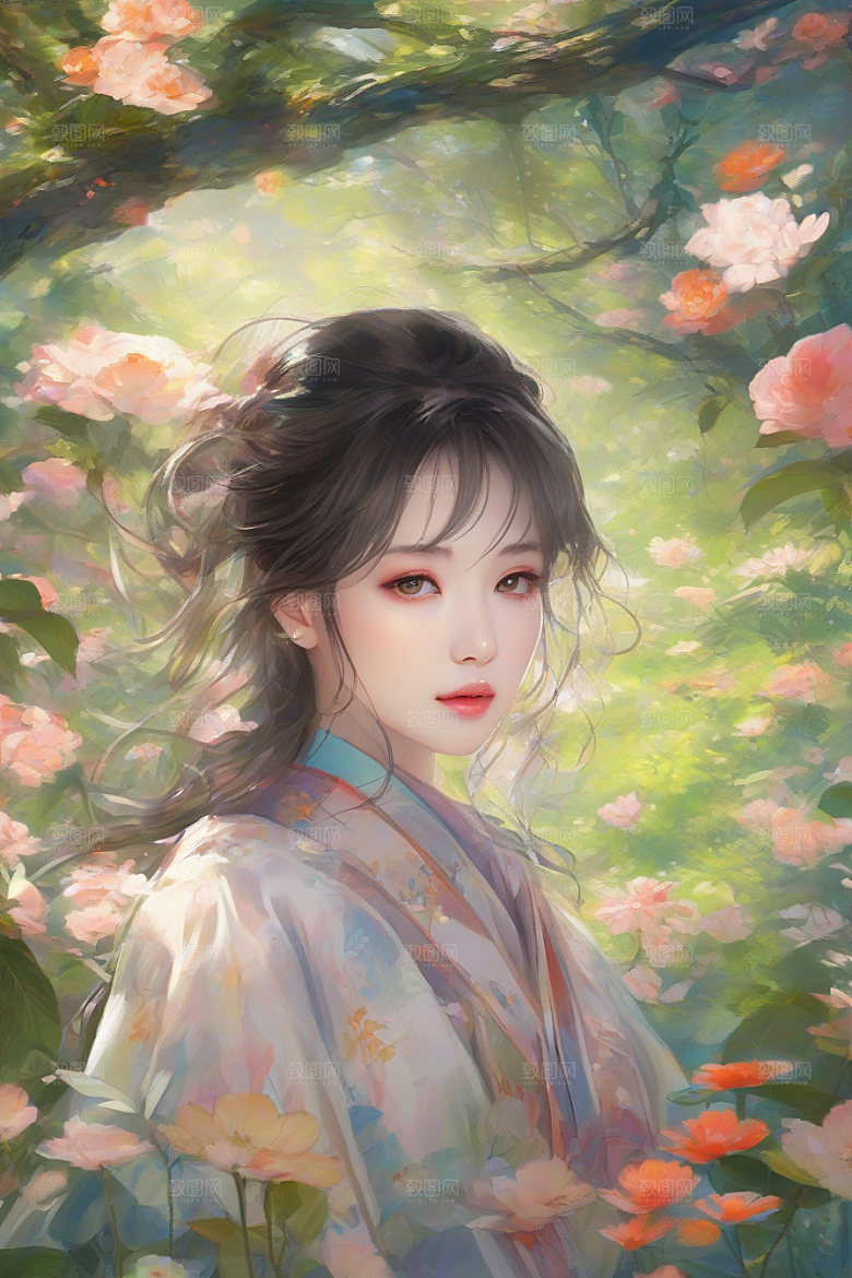 绝美瞬间美丽少女独享绚丽背景的魅力展现