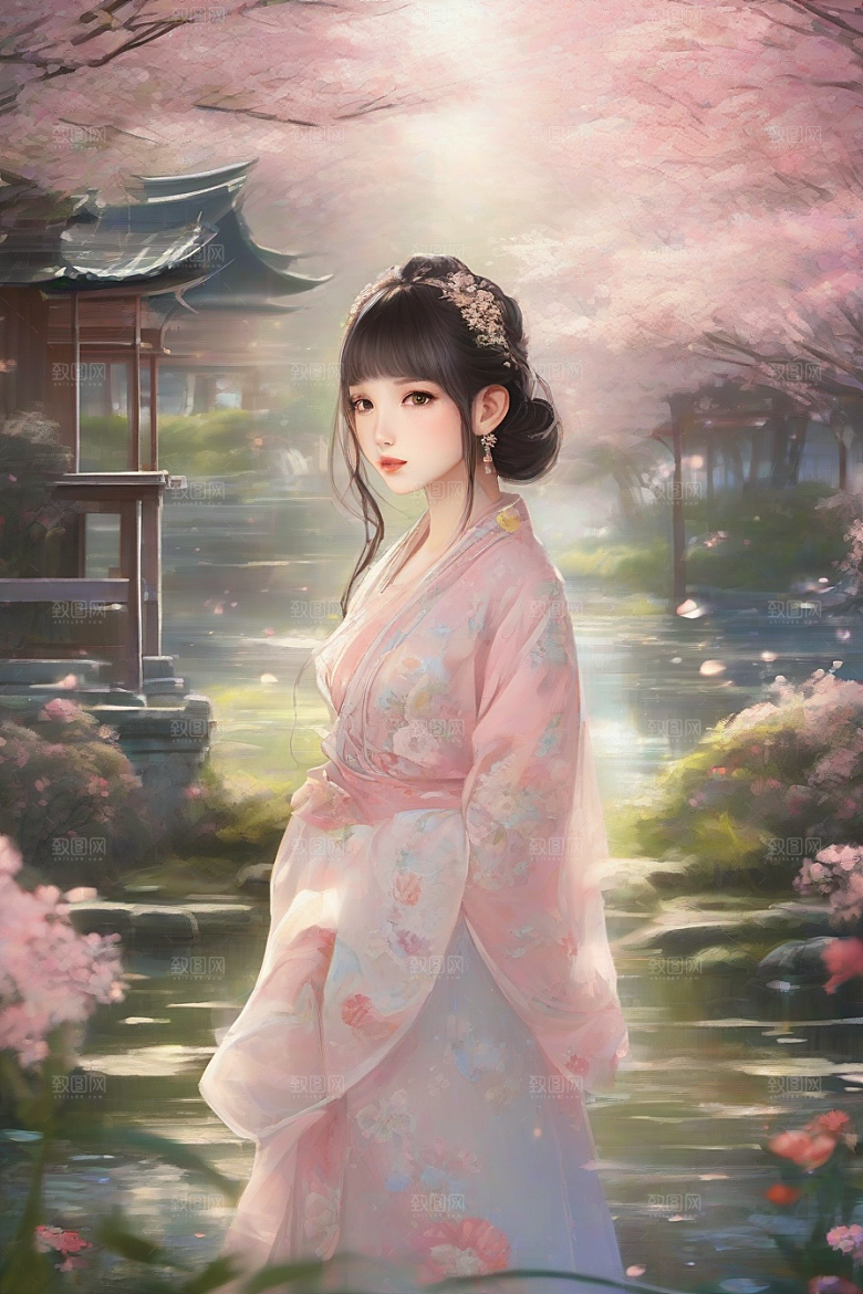 绝美瞬间美丽少女独享绚丽背景的魅力展现