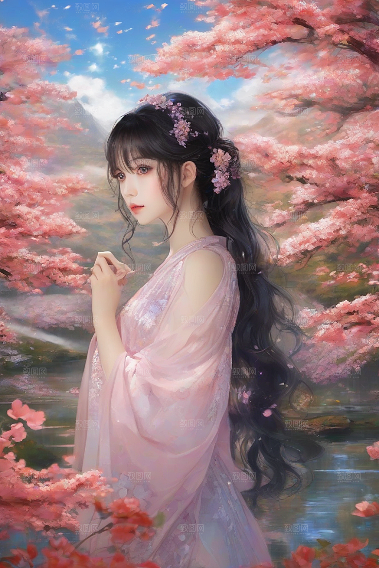 神采飞扬绚丽背景中的风情女子