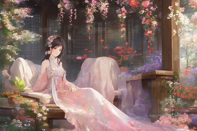 神采飞扬绚丽背景中的风情女子