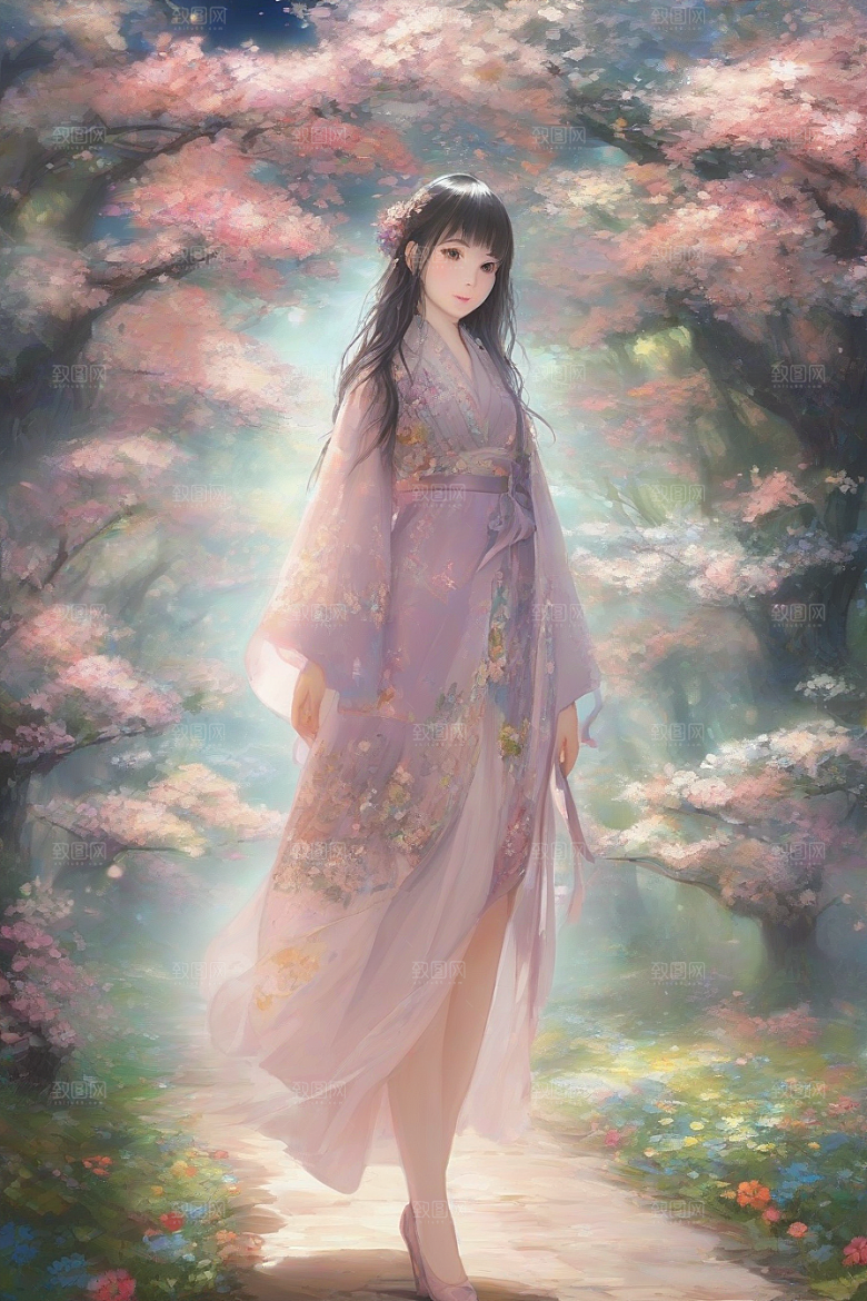 神采飞扬绚丽背景中的风情女子