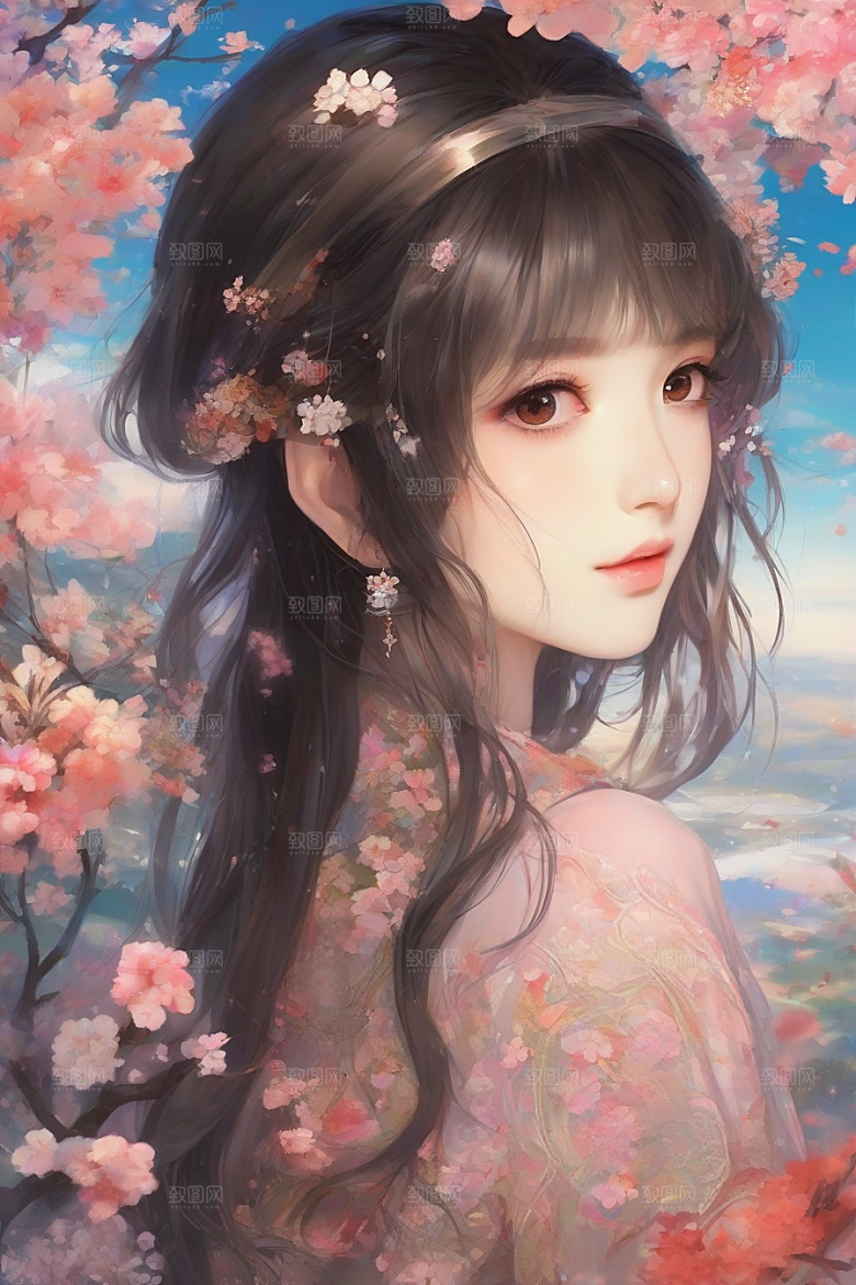 神采飞扬绚丽背景中的风情女子