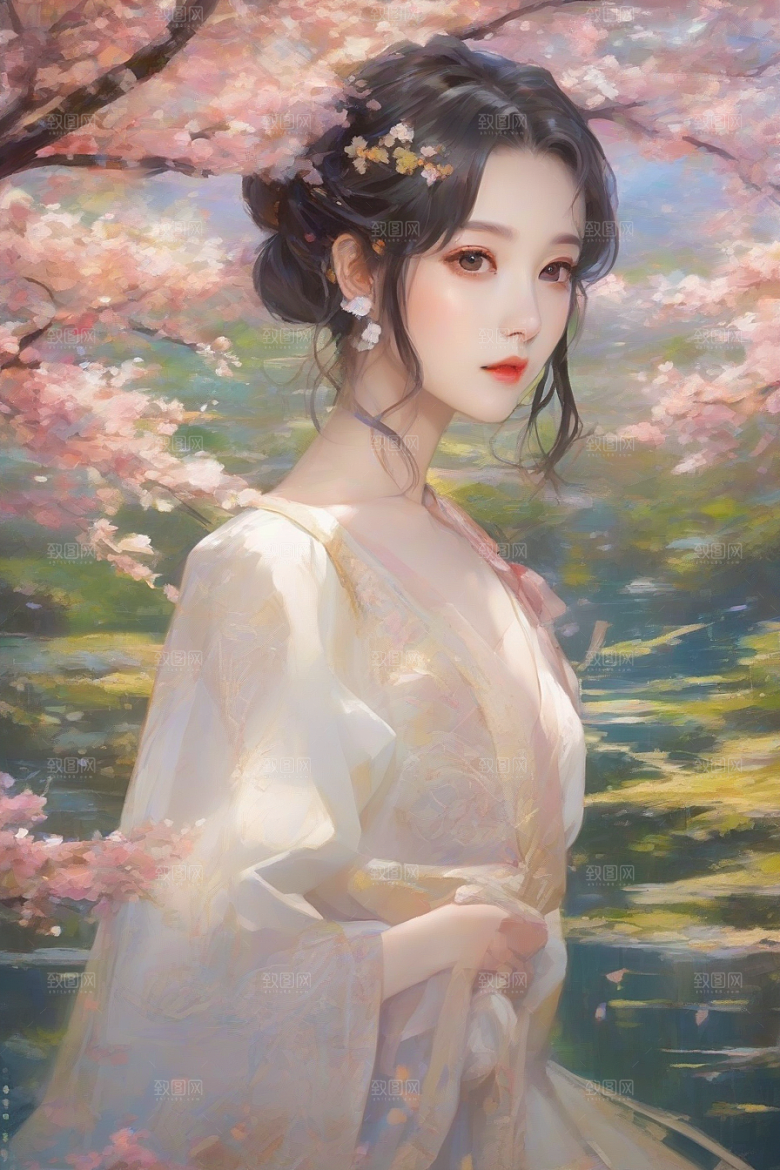 神采飞扬绚丽背景中的风情女子