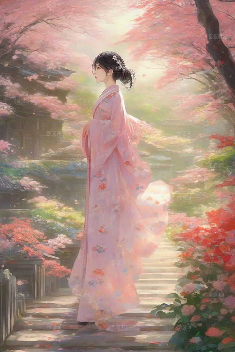 神采飞扬绚丽背景中的风情女子
