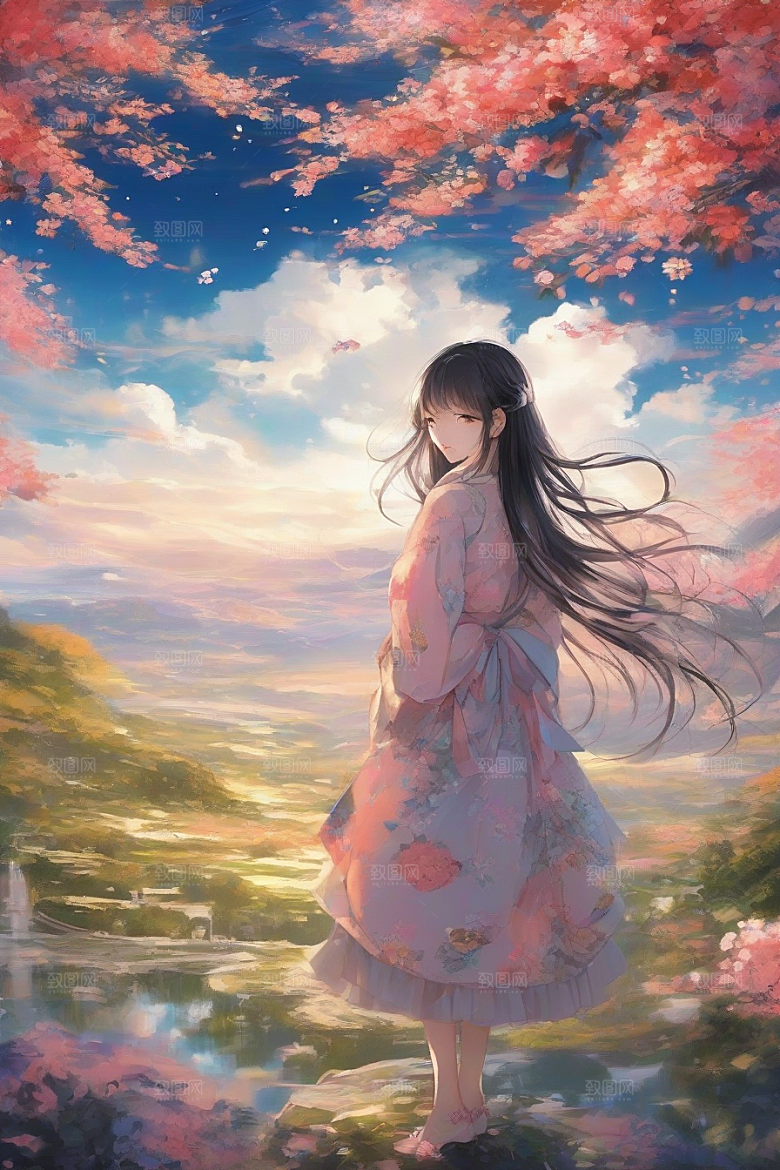 神采飞扬绚丽背景中的风情女子