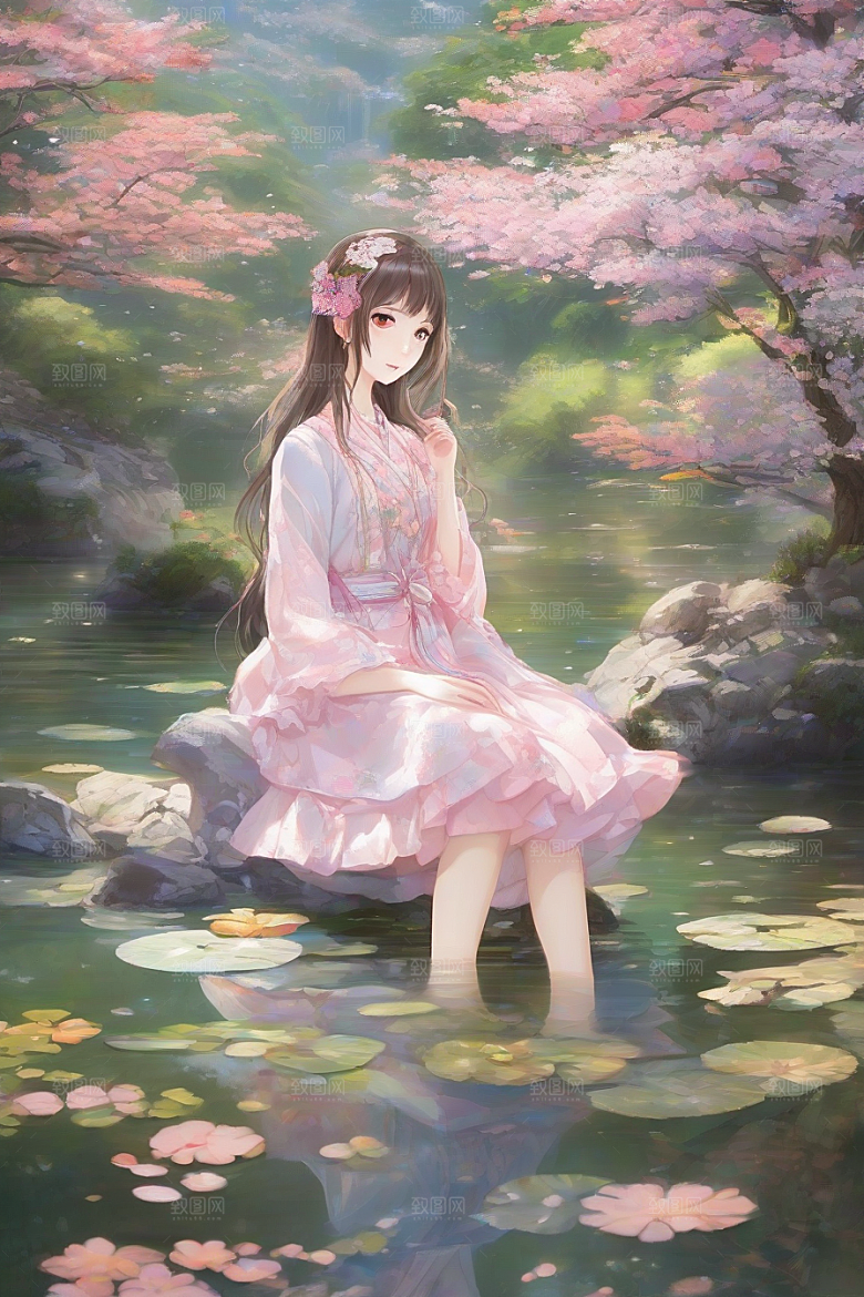 神采飞扬绚丽背景中的风情女子