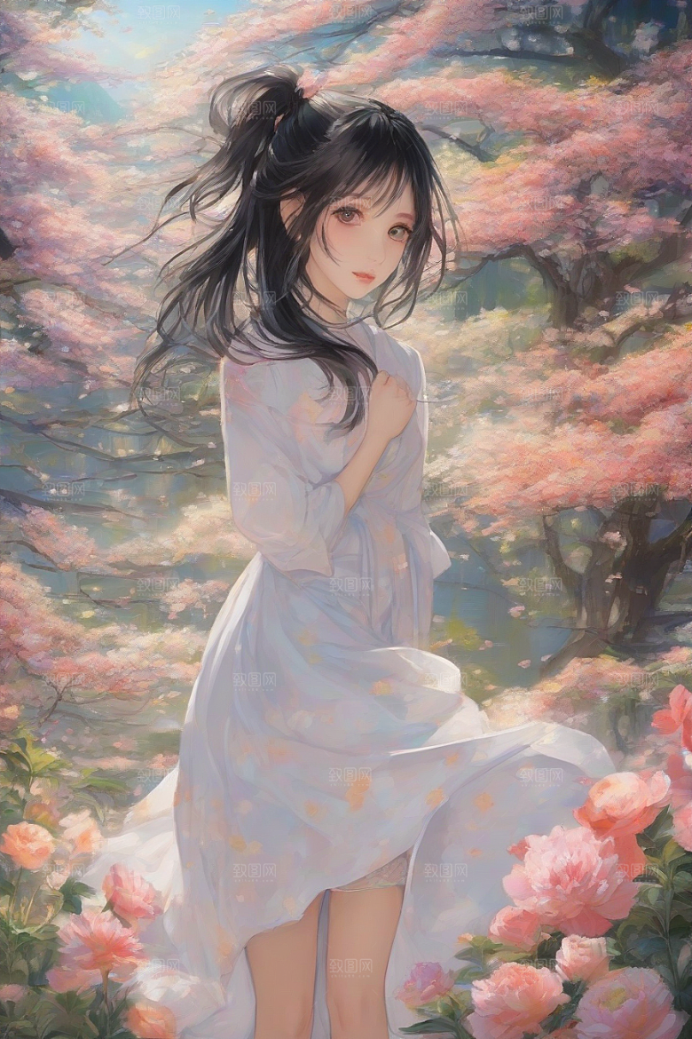 神采飞扬绚丽背景中的风情女子
