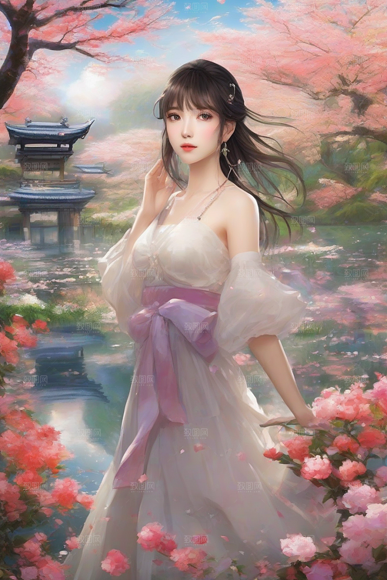 神采飞扬绚丽背景中的风情女子