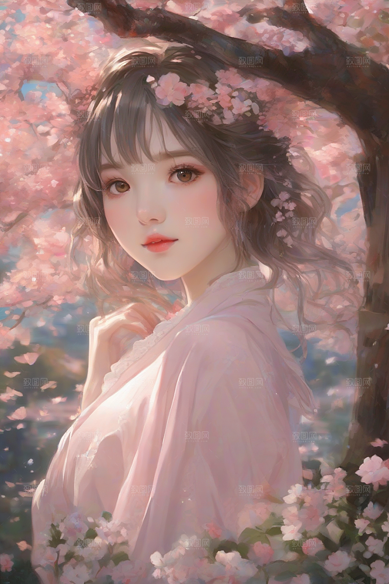 梦幻般的美丽美丽女子与绚丽背景的完美融合