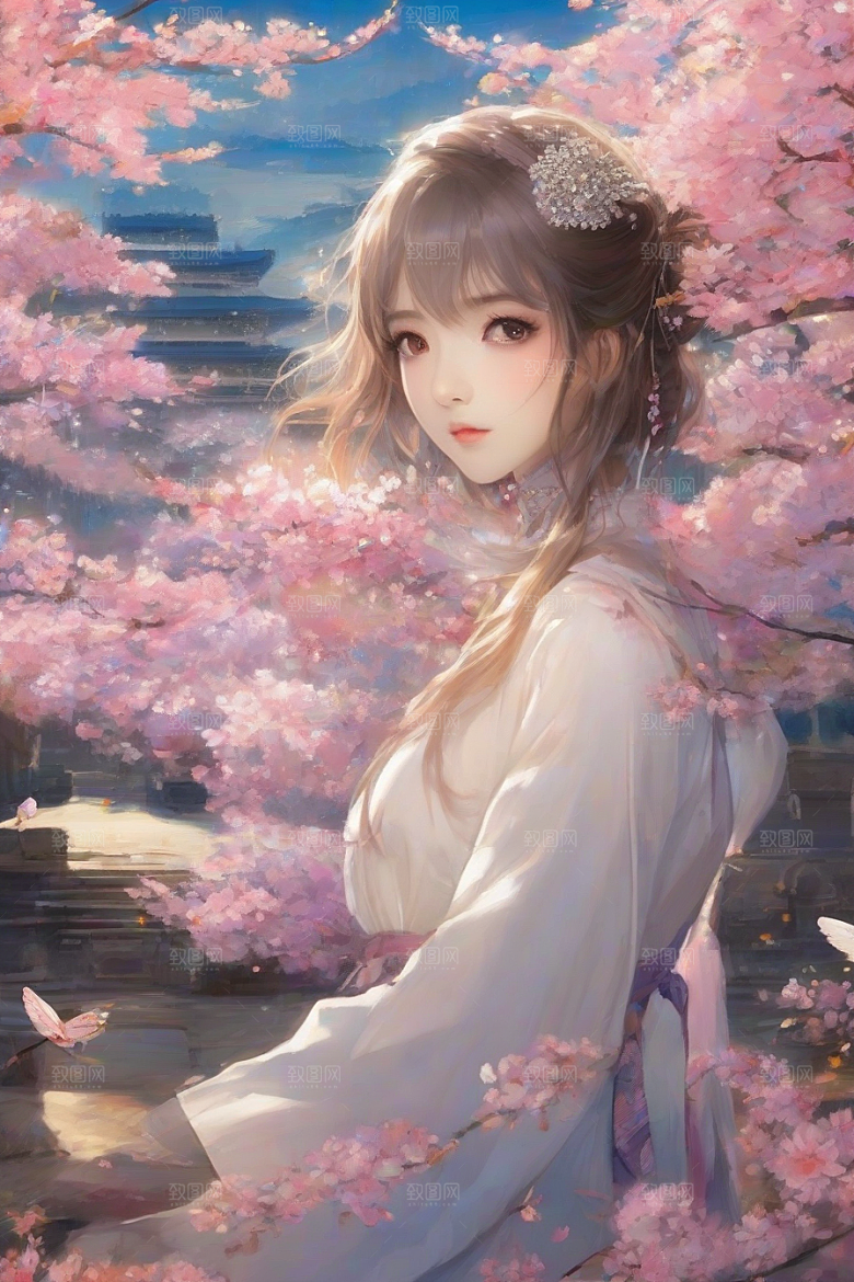 梦幻般的美丽美丽女子与绚丽背景的完美融合