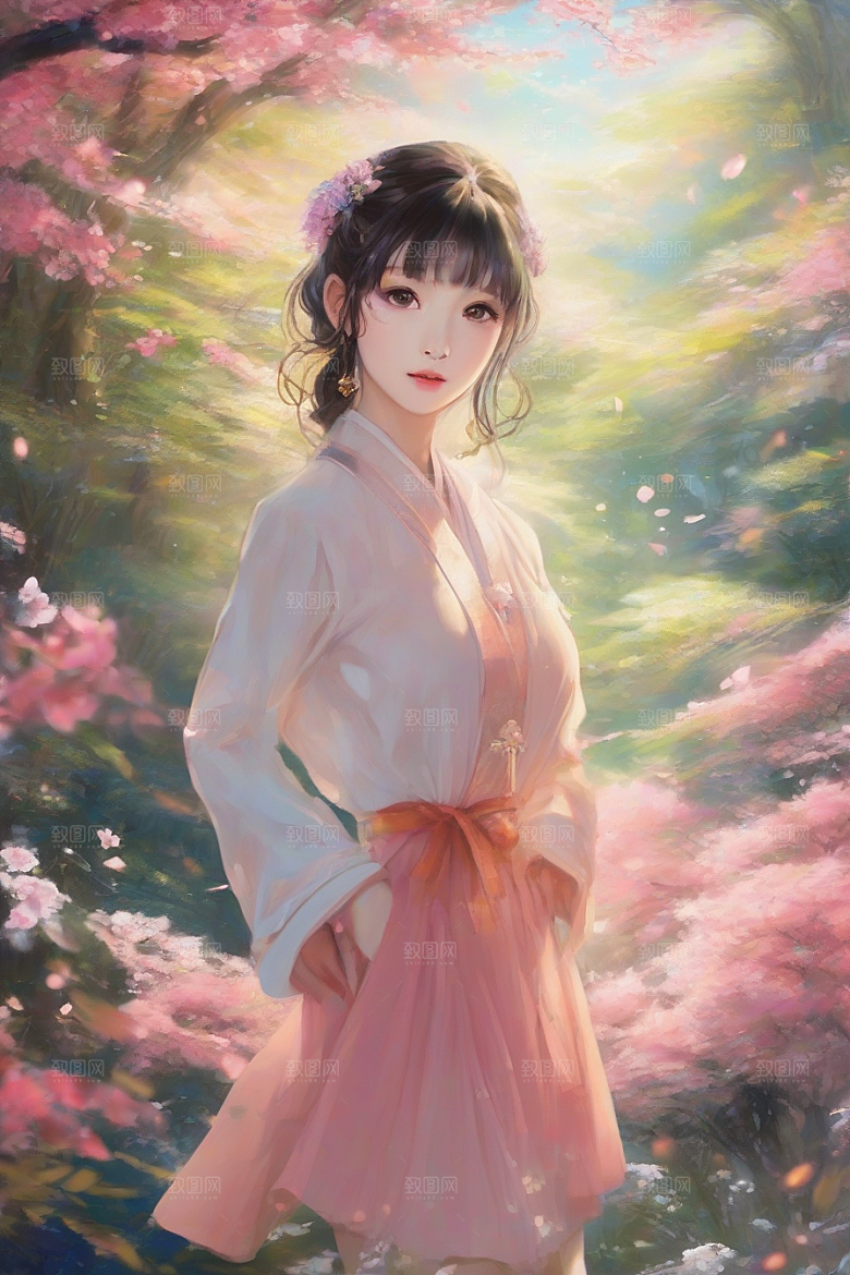 梦幻般的美丽美丽女子与绚丽背景的完美融合
