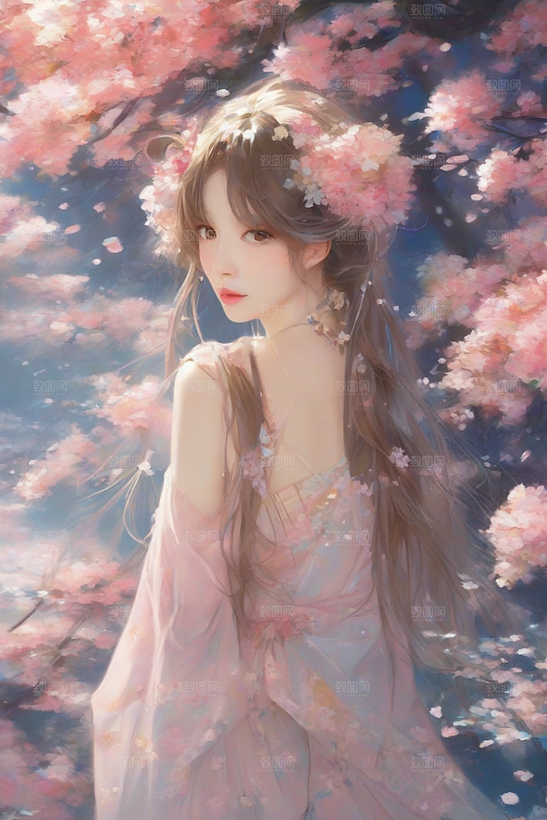 梦幻般的美丽美丽女子与绚丽背景的完美融合