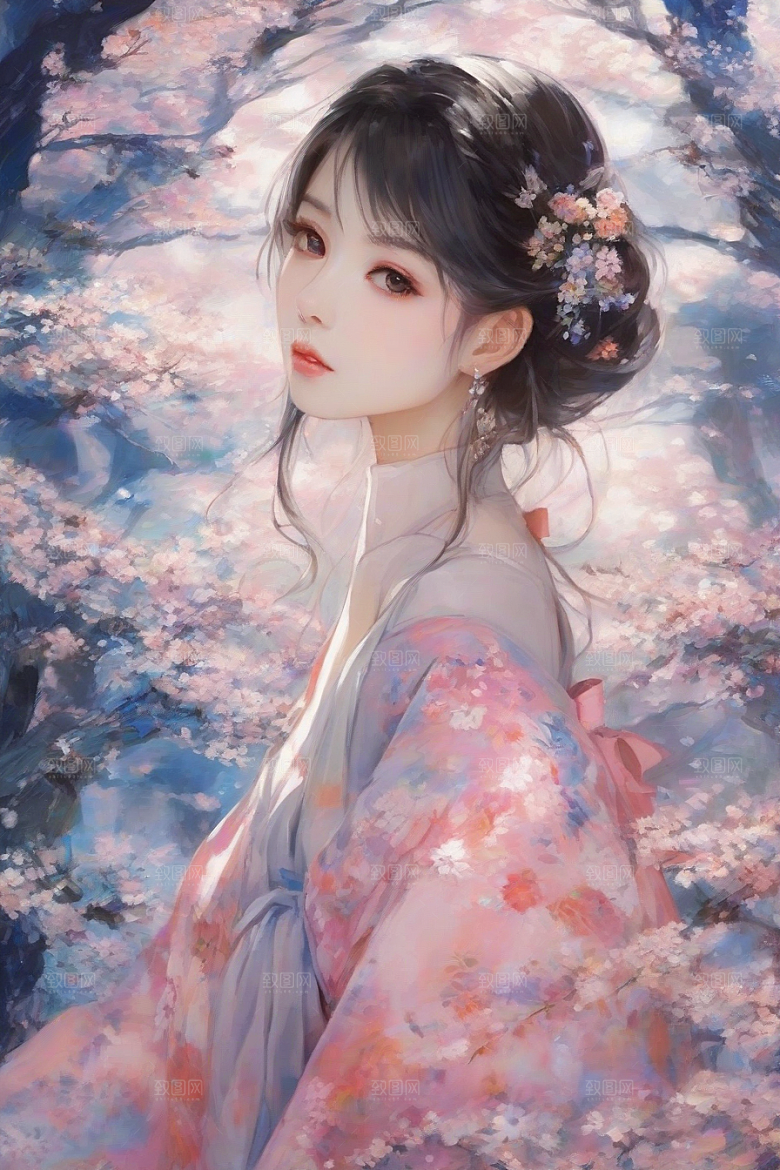 魅力无限绚丽背景中的绝美少女