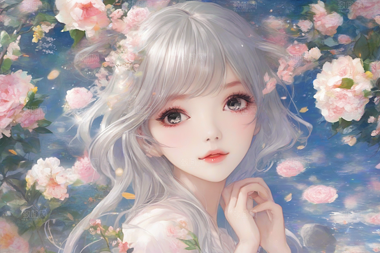 魅力无限绚丽背景中的绝美少女