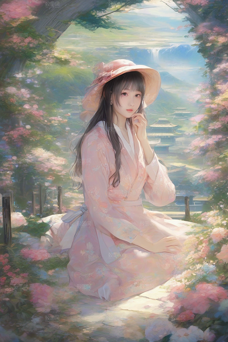完美背景中的绝世美女尽显魅力