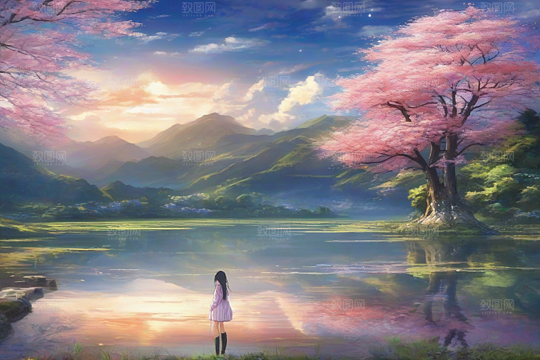 魅力无限绚丽背景中的绝美少女