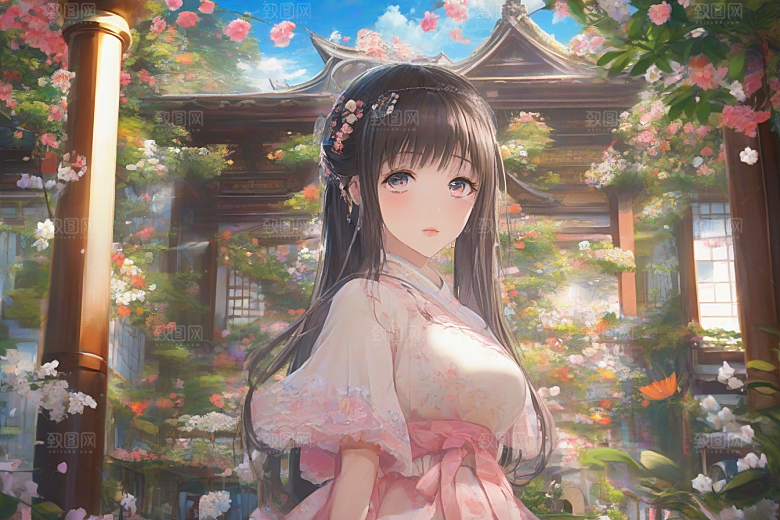绚丽背景下的美丽女子光芒四射