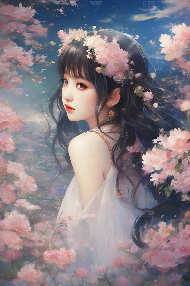 完美背景中的绝世美女尽显魅力