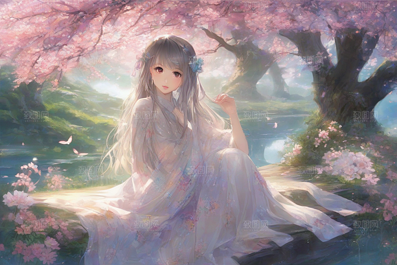 绚丽背景下的美丽女子光芒四射