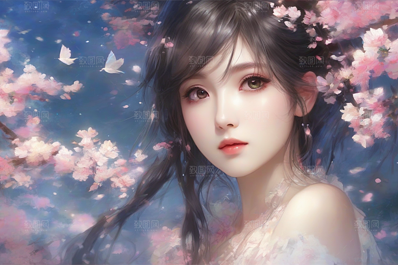 绚丽背景下的美丽女子光芒四射