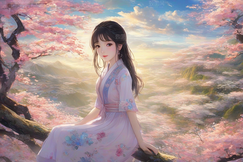 绚丽背景下的美丽女子光芒四射