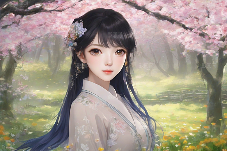 绚丽背景下的美丽女子光芒四射