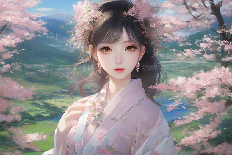 绚丽背景下的美丽女子光芒四射