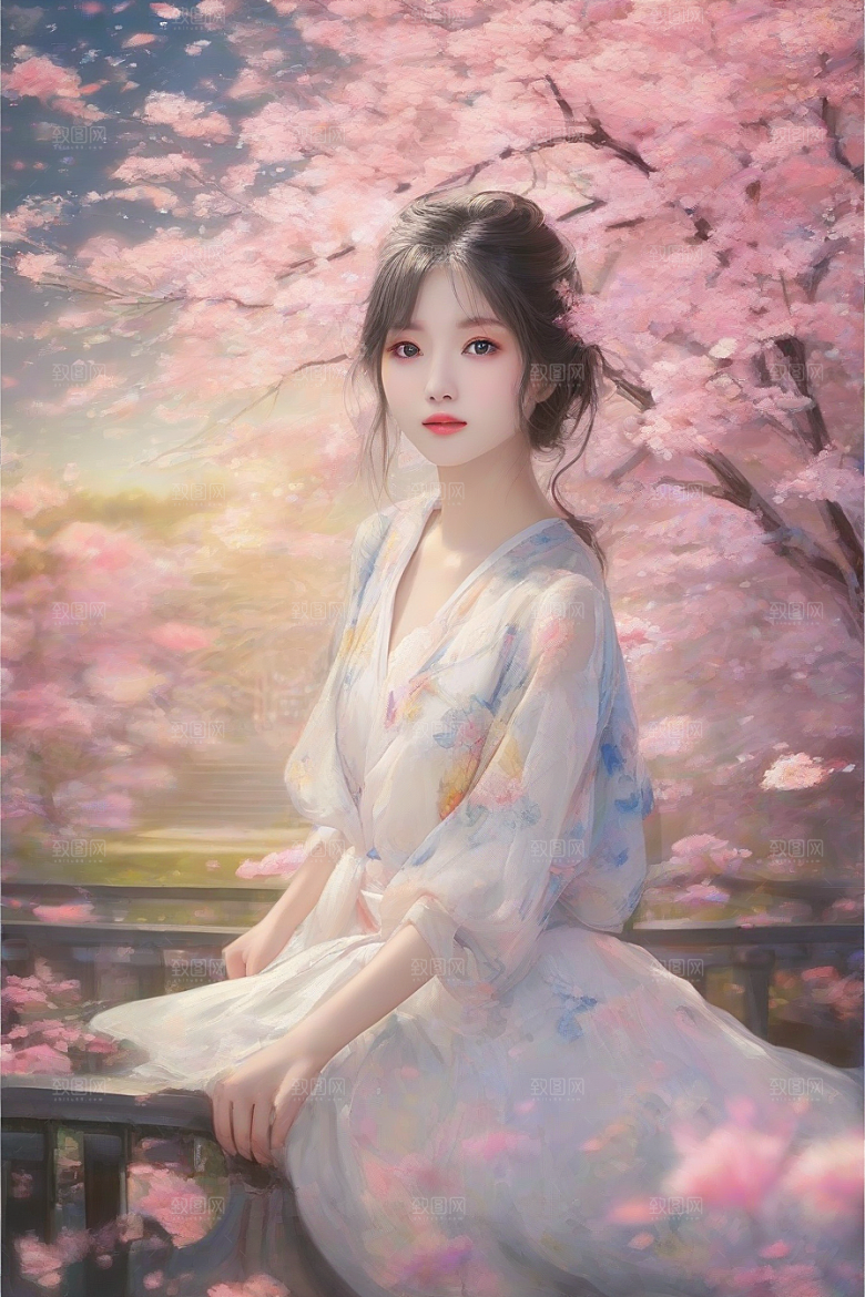 风情女子独占绚丽背景的美妙瞬间
