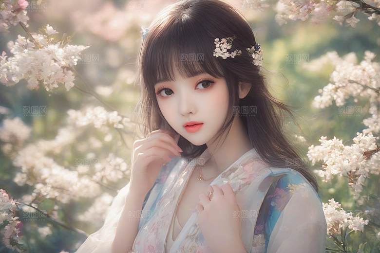 完美背景中的绝世美女尽显魅力