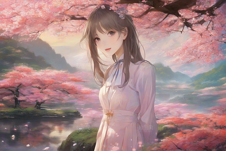 风情女子独占绚丽背景的美妙瞬间