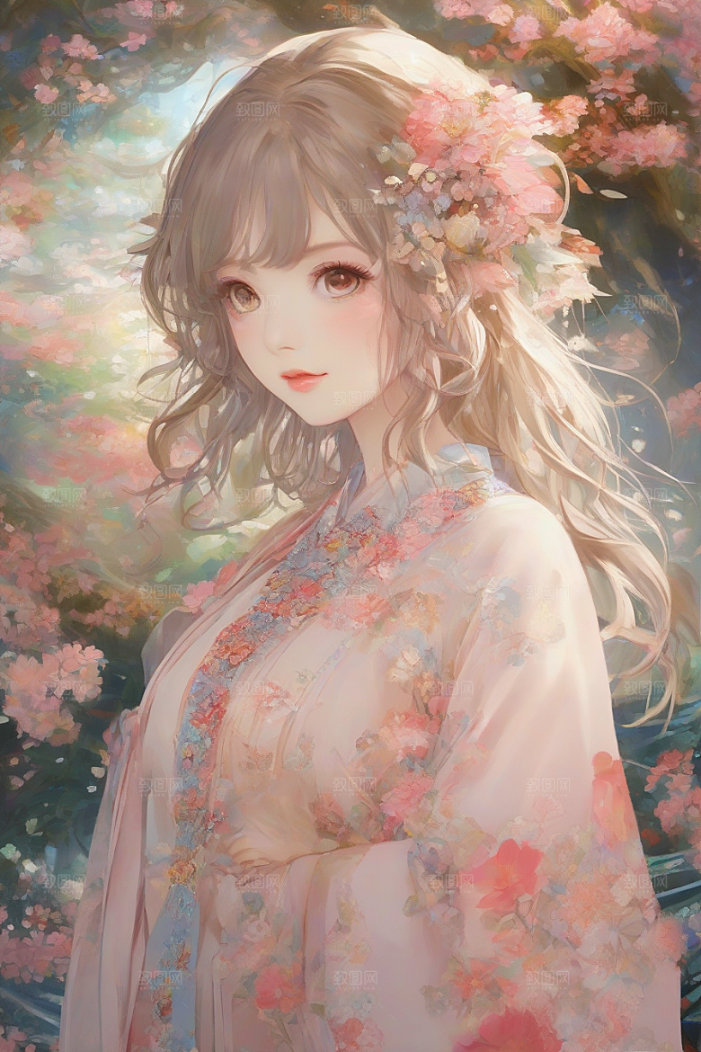 美丽少女与绚丽背景的完美交融
