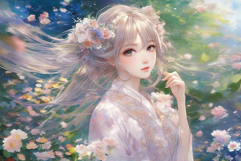 风情女子独占绚丽背景的美妙瞬间
