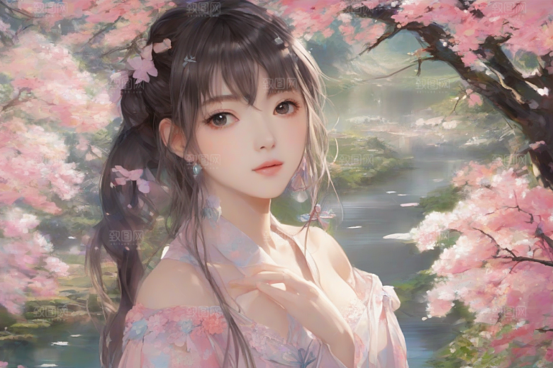 美丽少女与绚丽背景的完美交融