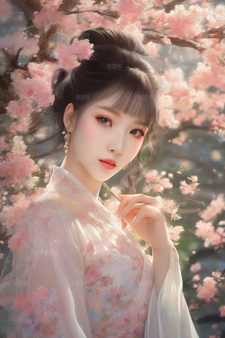 风情女子独占绚丽背景的美妙瞬间