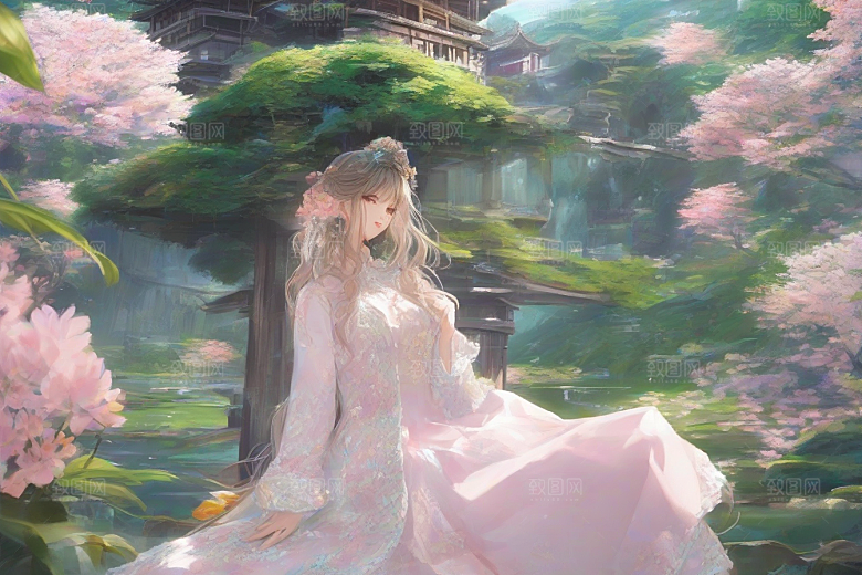 风情女子独占绚丽背景的美妙瞬间