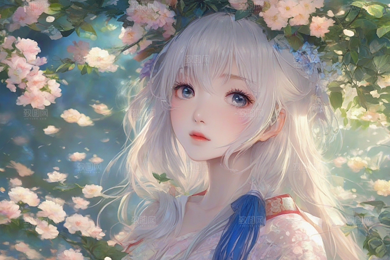 美丽少女与绚丽背景的完美交融
