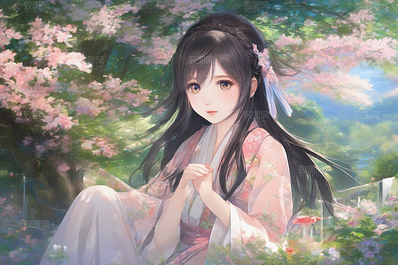 美丽少女与绚丽背景的完美交融