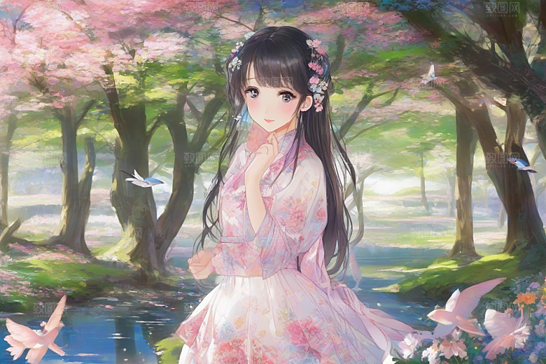美丽少女与绚丽背景的完美交融