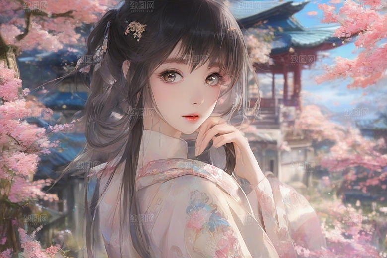 美丽少女与绚丽背景的完美交融