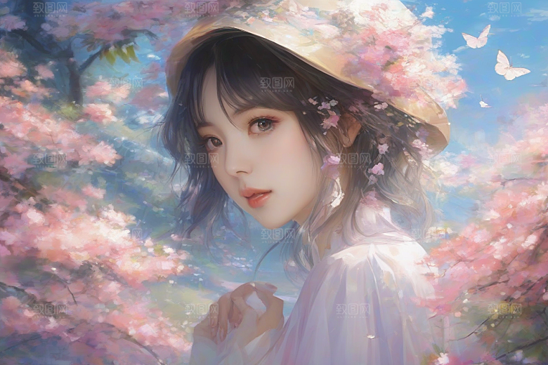 绚丽背景中的绝美女子尽显风采