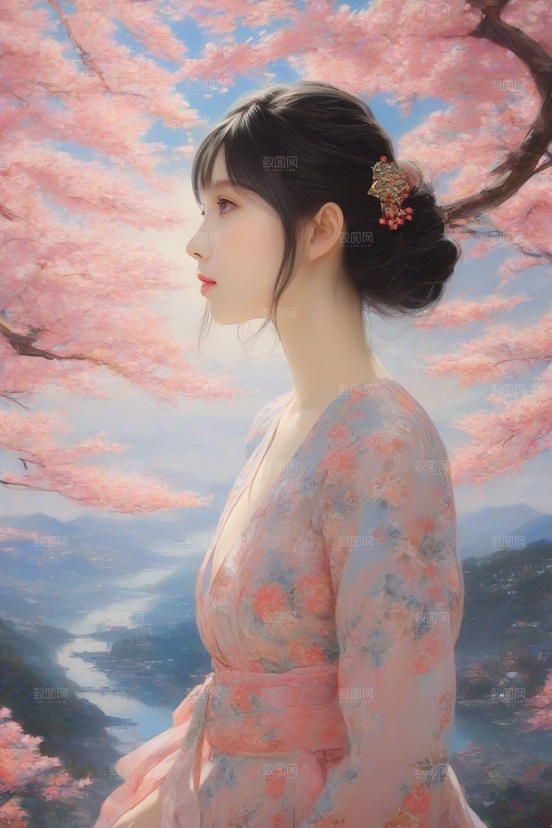 美丽少女与绚丽背景的完美交融