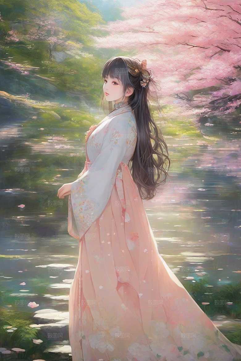 绚丽背景中的绝美女子尽显风采