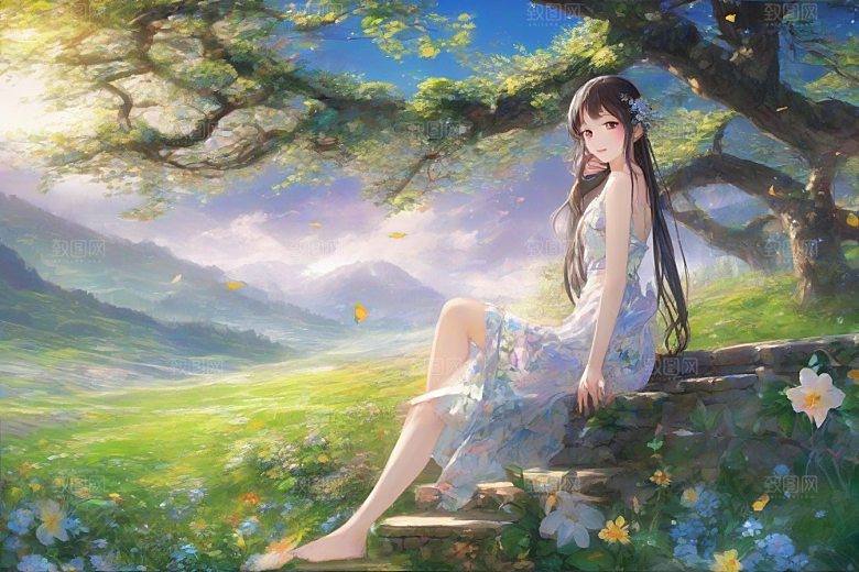 绚丽背景中的绝美女子尽显风采