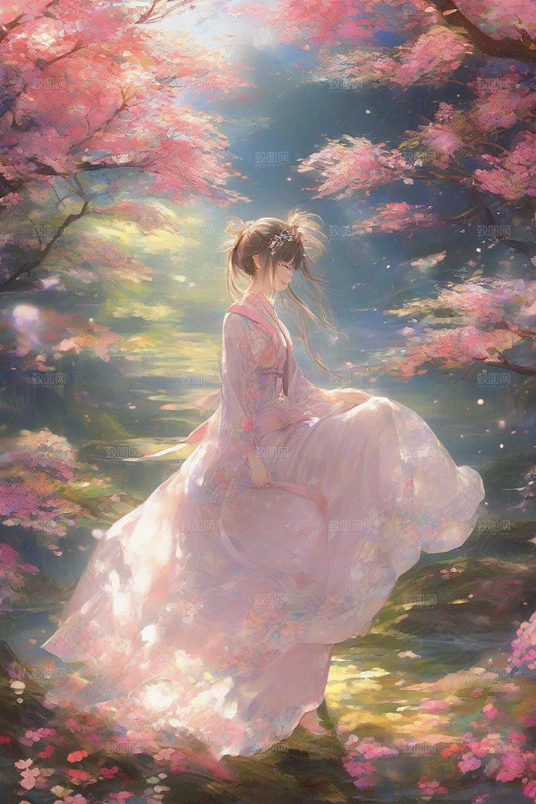 绚丽背景中的绝美女子尽显风采