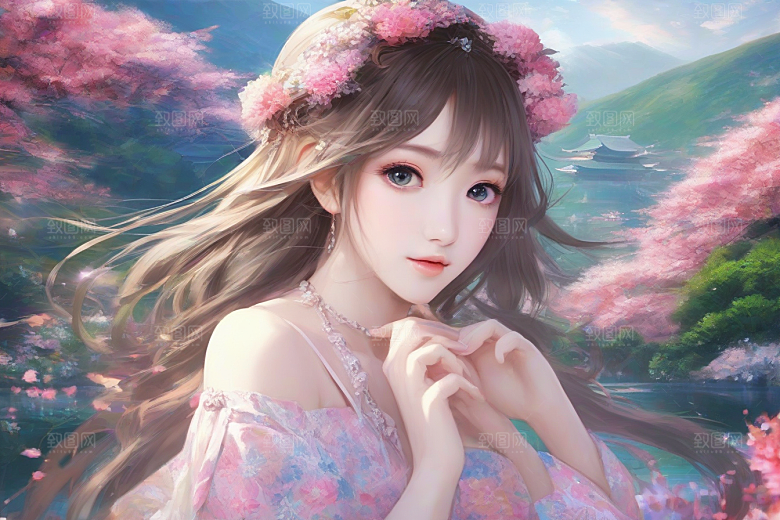 绚丽背景中的绝美女子尽显风采